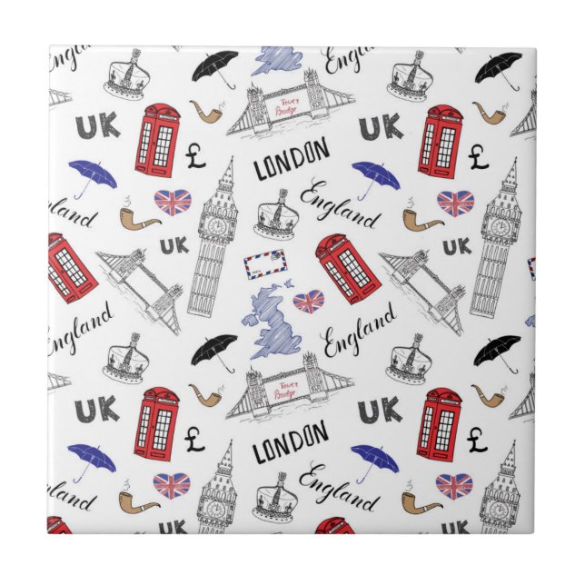Carreau Motif de griffonnages de ville de Londres (Devant)
