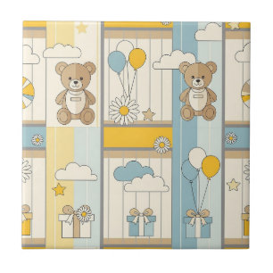 Carreau Motif de jardin aux marguerites de nounours (18)