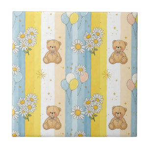Carreau Motif de jardin de marguerites pour ours en peluch