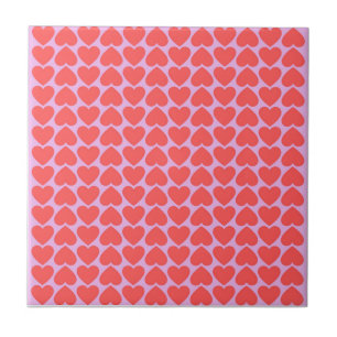 Carreau Motif de la grille de coeur rouge rose Y2K