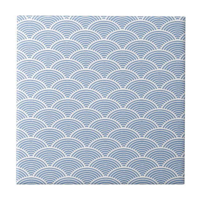 Carreau Motif de la vague japonaise en bleu et blanc (Devant)