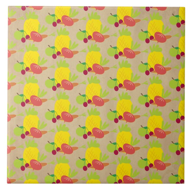 Carreau Motif de légumes rustiques (Devant)