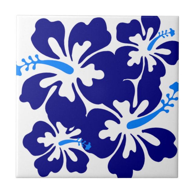 Carreau Motif de l'Hibiscus bleu (Devant)