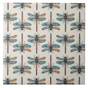 Carreau Motif de libellule coloré