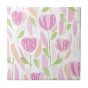 Carreau Motif de ligne florale abstrait moderne (1)