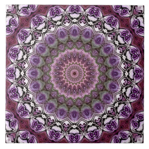 Carreau Motif de mandala en kaléidoscope rose améthyste