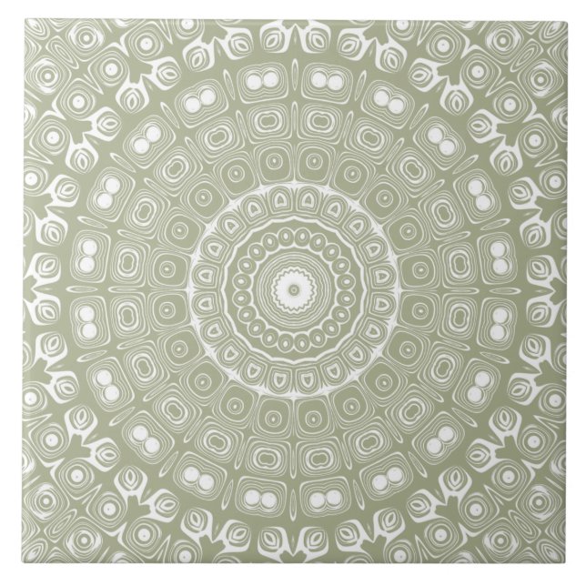 Carreau Motif de mandala Sage Green (Devant)