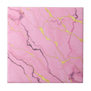 Carreau Motif de marbre rose avec veines d'or