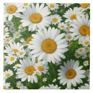Carreau Motif de marguerite blanche rétro