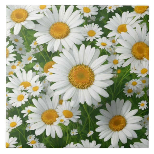 Carreau Motif de marguerite blanche rétro (Devant)