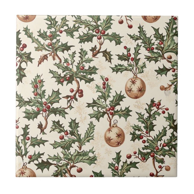 Carreau Motif de Noël floral Poinsettia (6) (Devant)