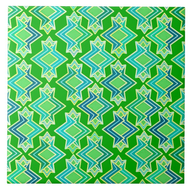 Carreau Motif de papier peint d'art déco, vert de jade (Devant)