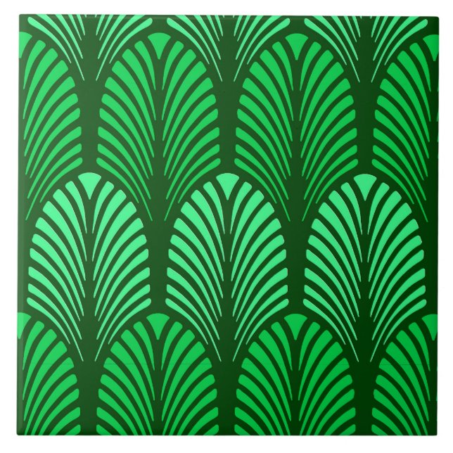Carreau Motif de plume d'art déco, vert vert (Devant)