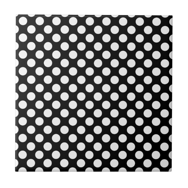 Carreau Motif de point noir et blanc de polka, tacheté (Devant)