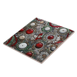 Carreau Motif de points de Noël rouge et blanc