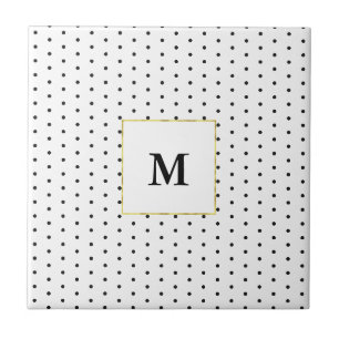Carreau Motif de points Polka noir et blanc monogramme