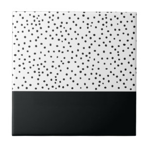 Carreau Motif de pois blanc noir moderne d'aquarelle