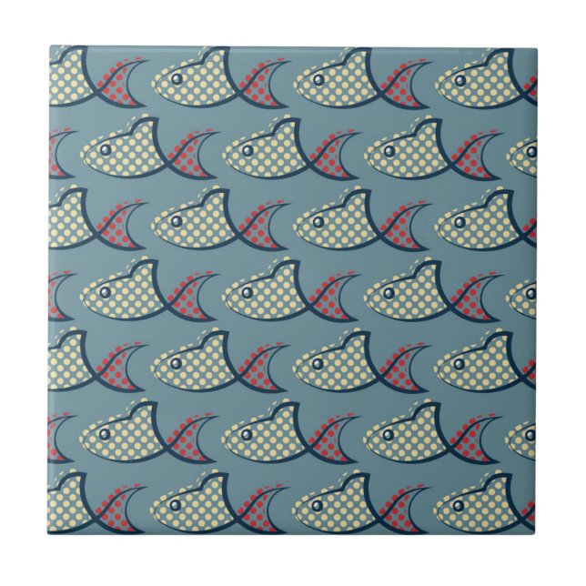 Carreau Motif de poissons de point de polka (Devant)