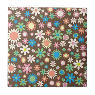 Carreau Motif de pouvoir de fleurs brunes mignon