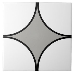 Carreau Motif de quart de cercle noir, blanc et gris