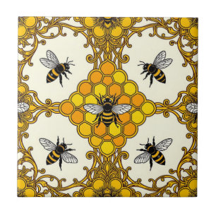 Carreau Motif de rayon de miel de l'abeille dorée