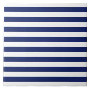 Carreau Motif de rayure de bleu marine et de blanc