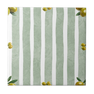 Carreau Motif de rayure verte sauge méditerranéenne Olive