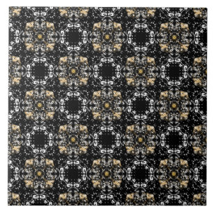 Carreau Motif de régence d'argent, d'or et de Black Hollyw
