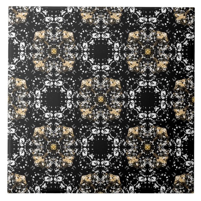 Carreau Motif de régence d'argent, d'or et de Black Hollyw (Devant)
