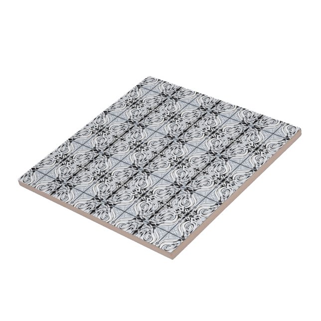 Carreau Motif de répétition Abstrait gris noir blanc (Côté)