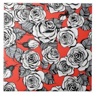 Carreau Motif de roses blanches