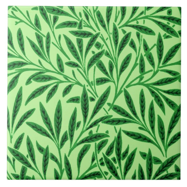 Carreau Motif de saule de William Morris, vert de jade (Devant)