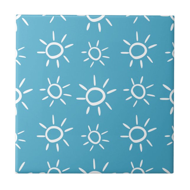 Carreau Motif de soleil ludique d'été Doodle (Devant)