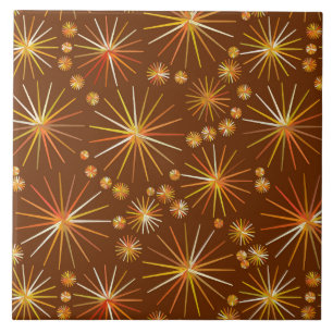 Carreau Motif de Spoutnik de la moitié du siècle, brun