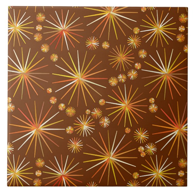 Carreau Motif de Spoutnik de la moitié du siècle, brun (Devant)