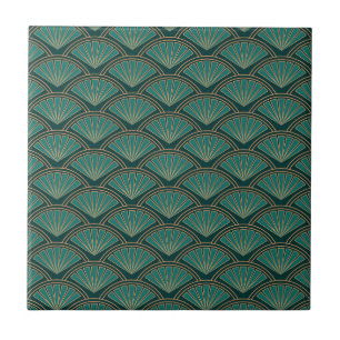 Carreau Motif de style Art déco en vert turquoise