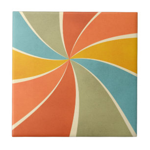 Carreau Motif de style de peinture mixte Hippie rétro