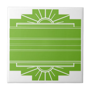 Carreau Motif de Sunburst Art Déco en blanc et en chaux
