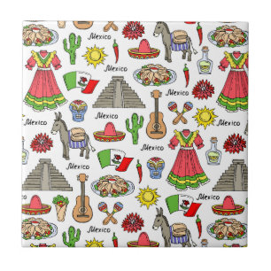 Carreau Motif de symboles du Mexique  