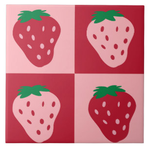 Carreau Motif de tableau de bord de fraise rétro