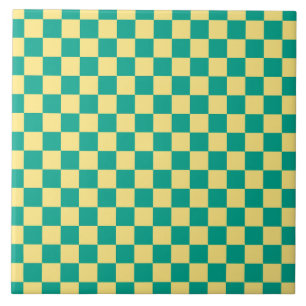Carreau Motif de tableau de bord vert + jaune À damiers