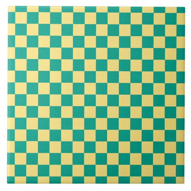 Carreau Motif de tableau de bord vert + jaune À damiers (Devant)