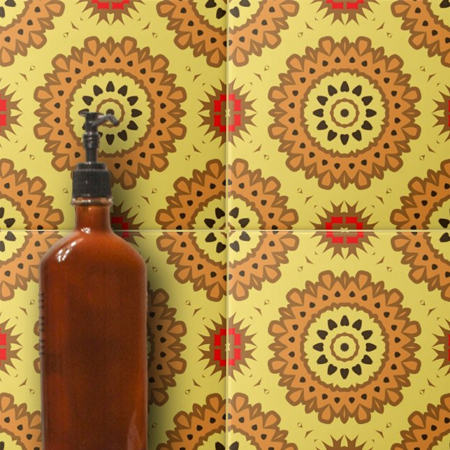 Carreau Motif de Talavera rouge-jaune (Créateur téléchargé)