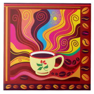 Carreau Motif de tasse de café fumant