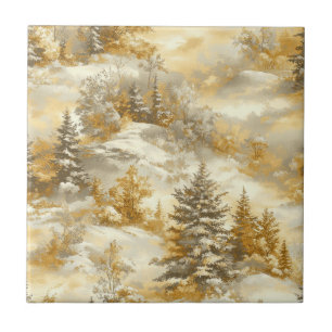 Carreau Motif de Toile de Jouy Forêt d'Hiver (1)