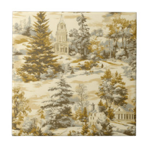 Carreau Motif de Toile de Jouy Forêt d'Hiver (4)
