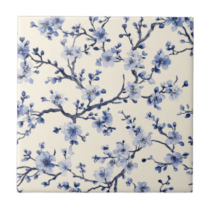 Carreau Motif de toile florale vintage bleu (5)