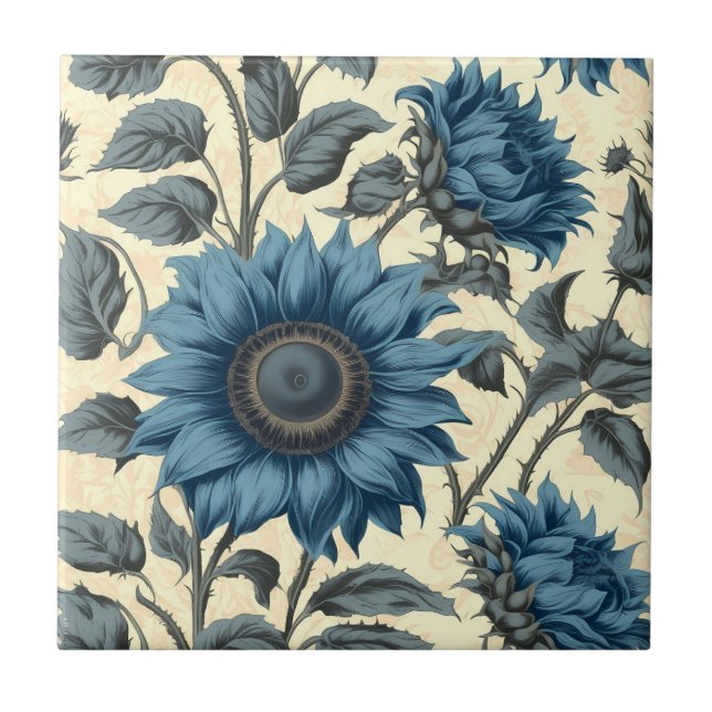 Carreau Motif de tournesols bleus (Devant)