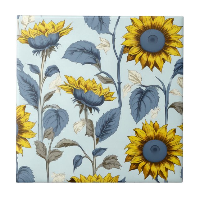 Carreau motif de tournesols vintage rétro (Devant)