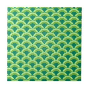 Carreau Motif de vague d'art déco - vert de jade
